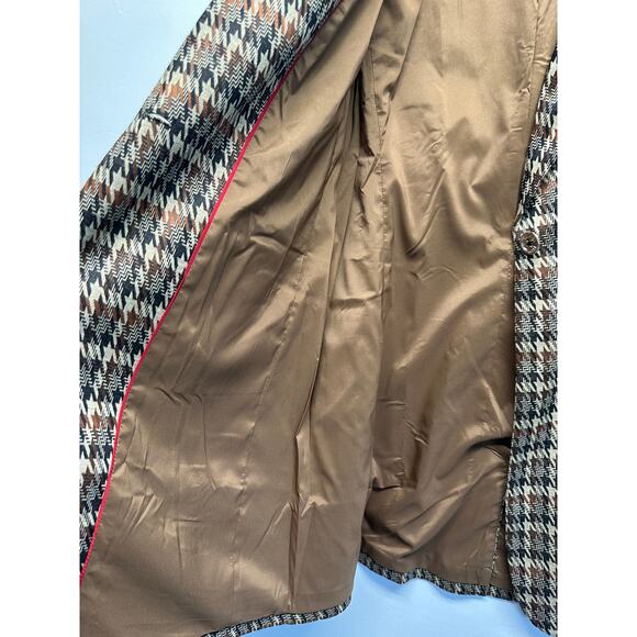 NWOT Tommy Hilfiger Women Brown Houndstooth Print Longline Blazer Jacket Coat 10 - Picture 8 of 15